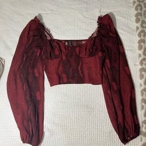 ‼️SOLD‼️ Snake Print Balloon Sleeve Crop Top